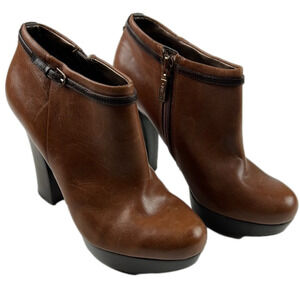 GUESS Gwalade Platform Brown Leather Booties